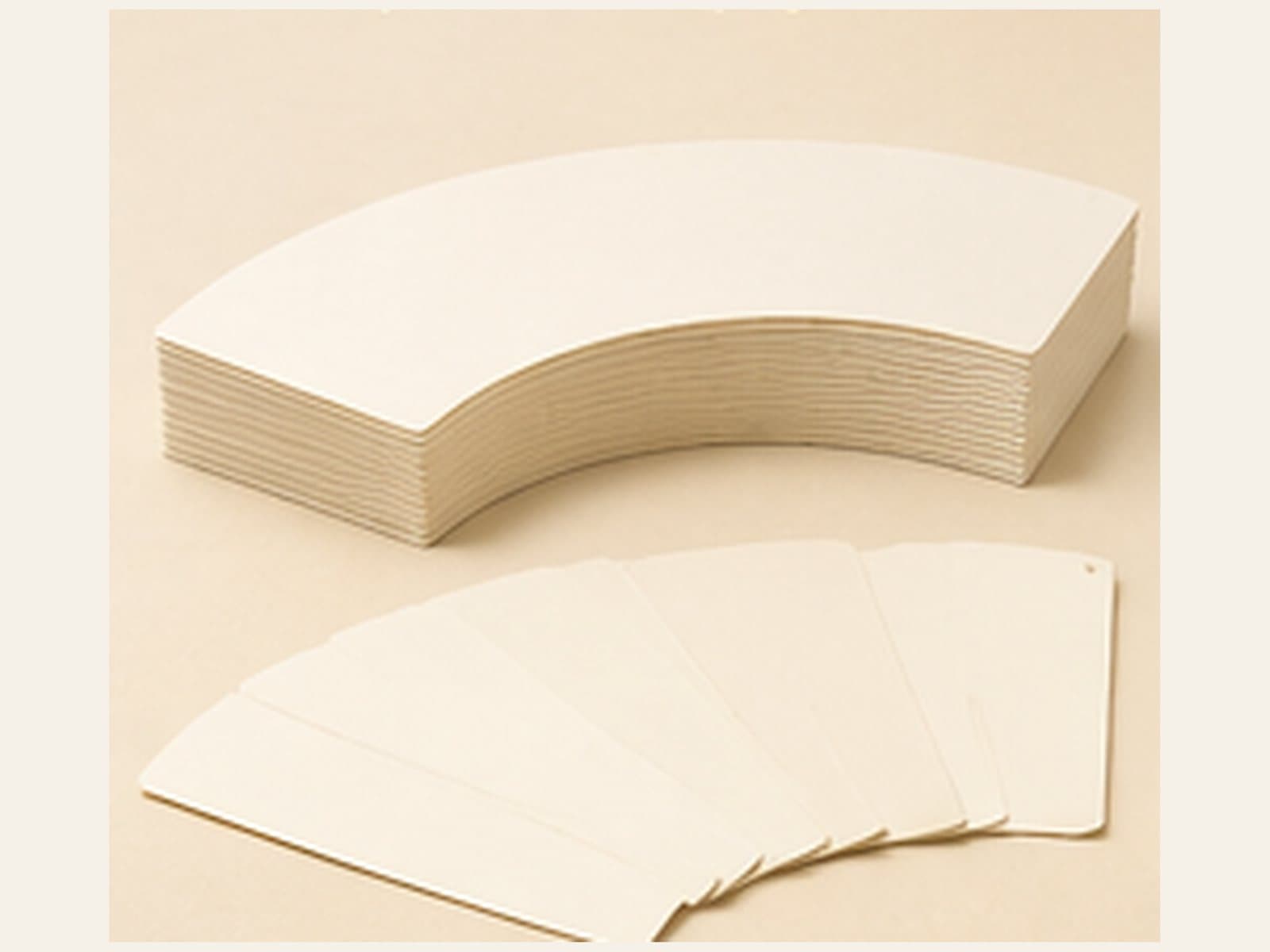 Die-cut paper cup fan blanks — reference image
