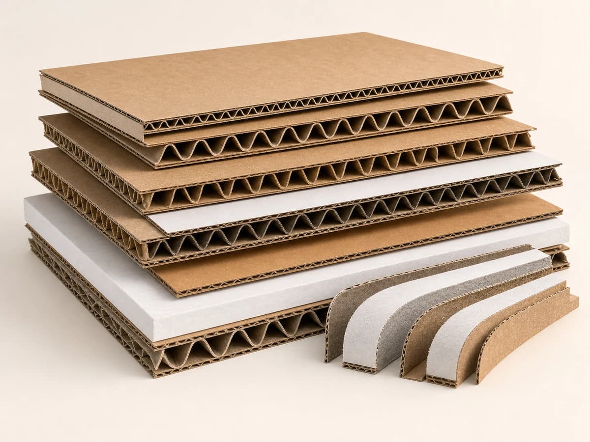 AI-generated representative visual of corrugated and fluted paper board layers