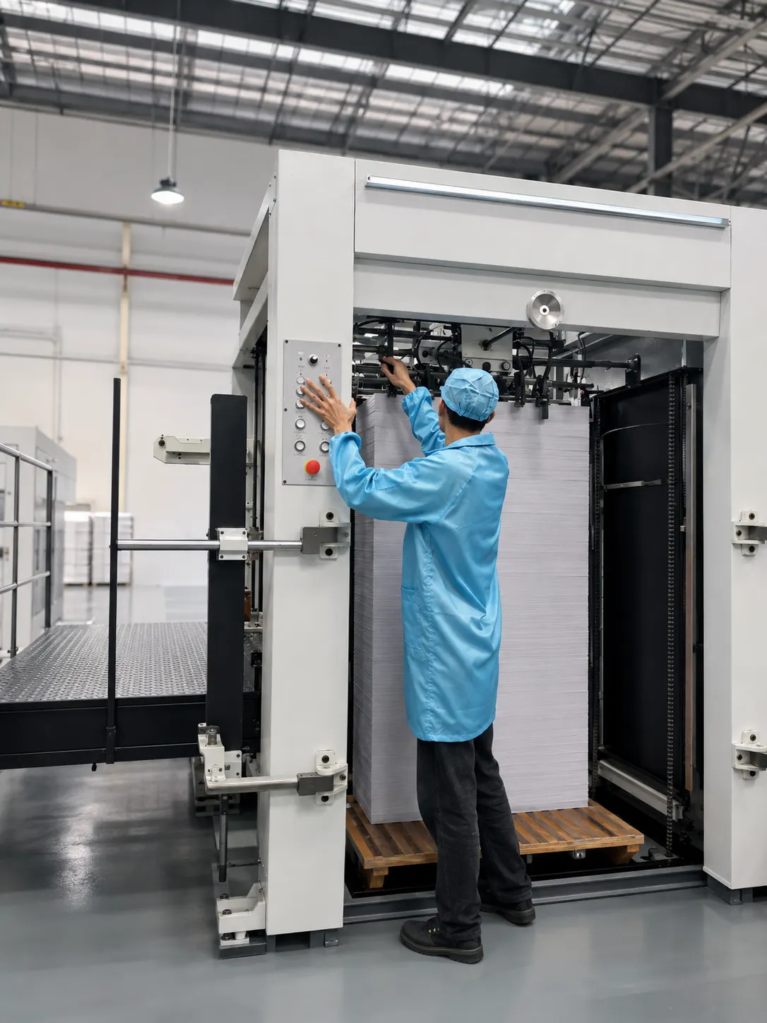 Kehong operator working at an automatic feeder