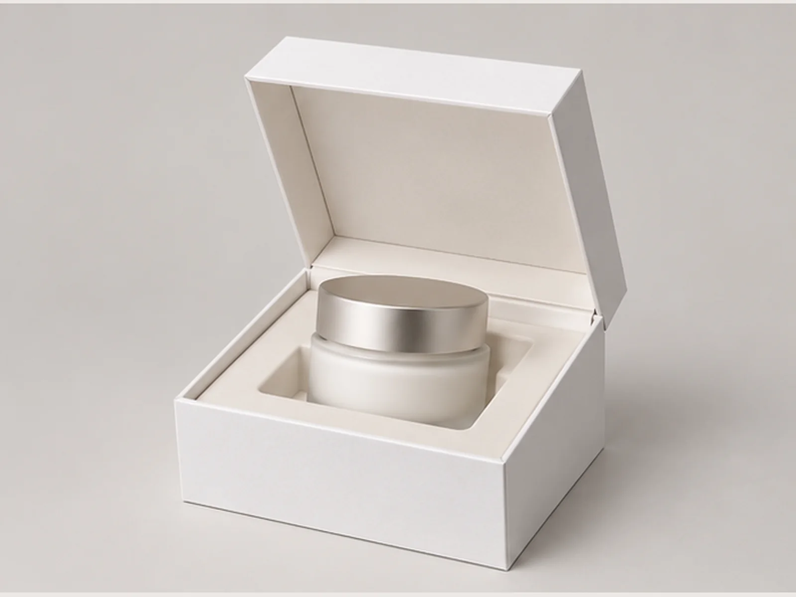 Skincare gift box with insert and unbranded cream jar