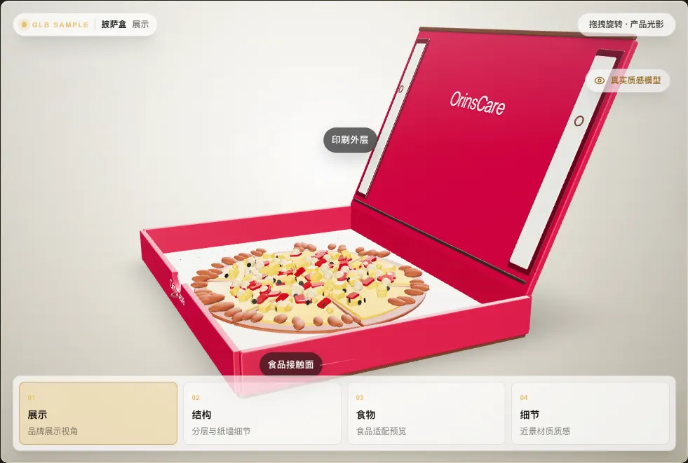 Paper packaging structure static preview