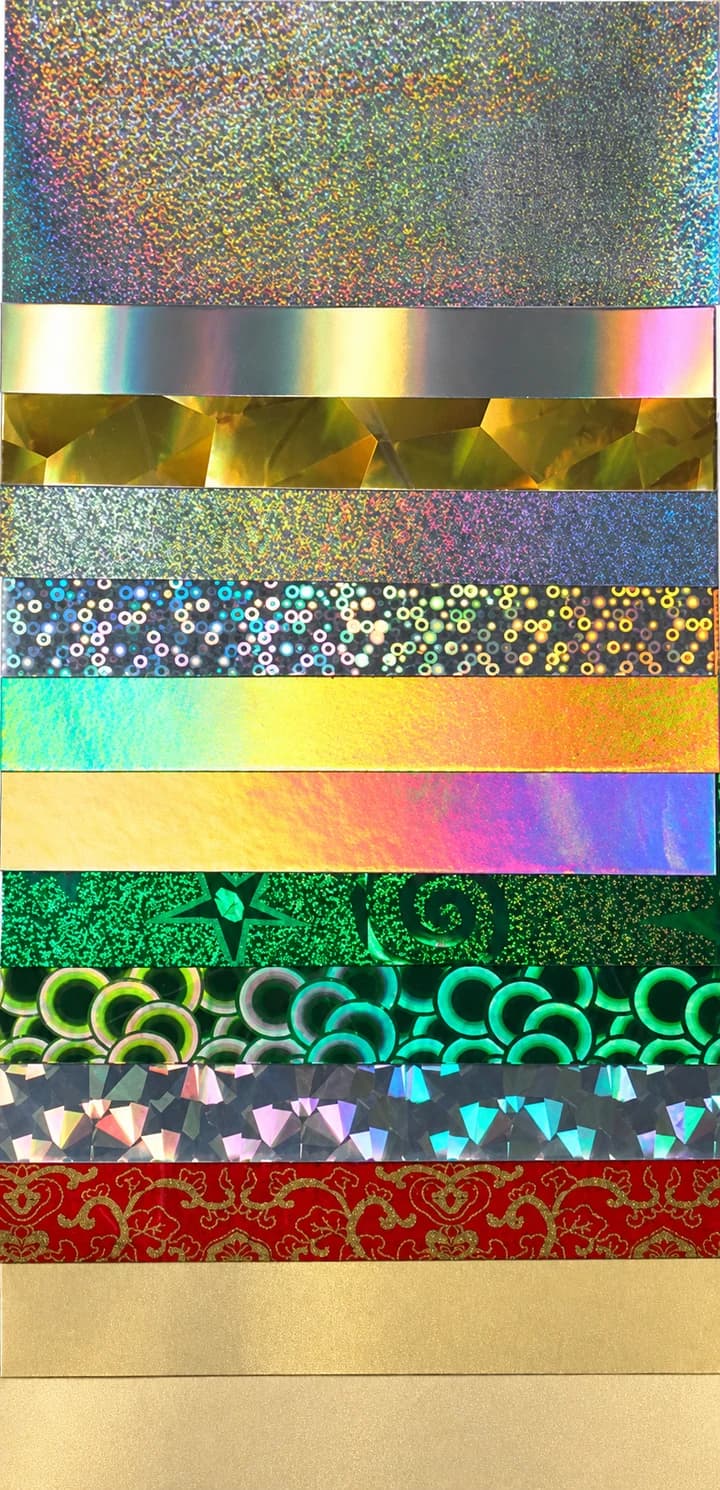 Laser and holographic paper swatches