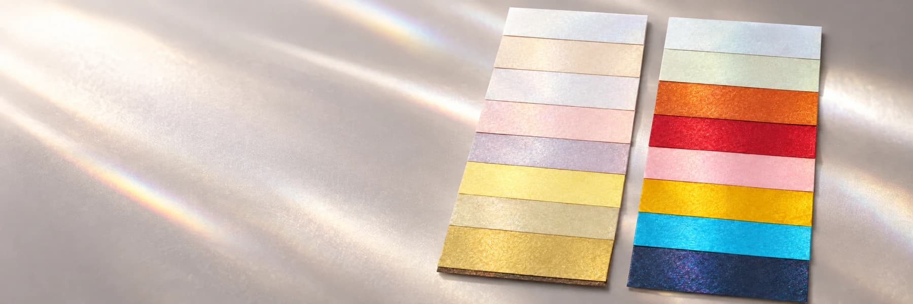Pearlescent paper swatches