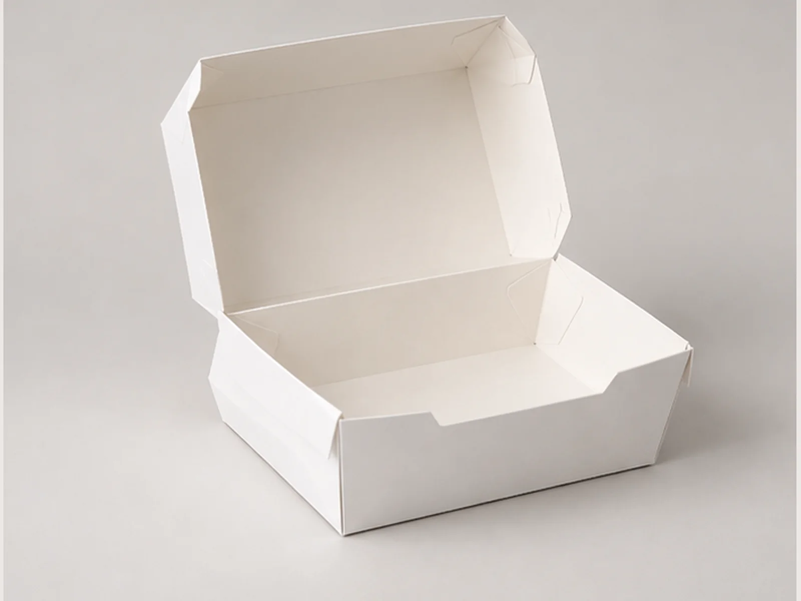Folding food carton shown open