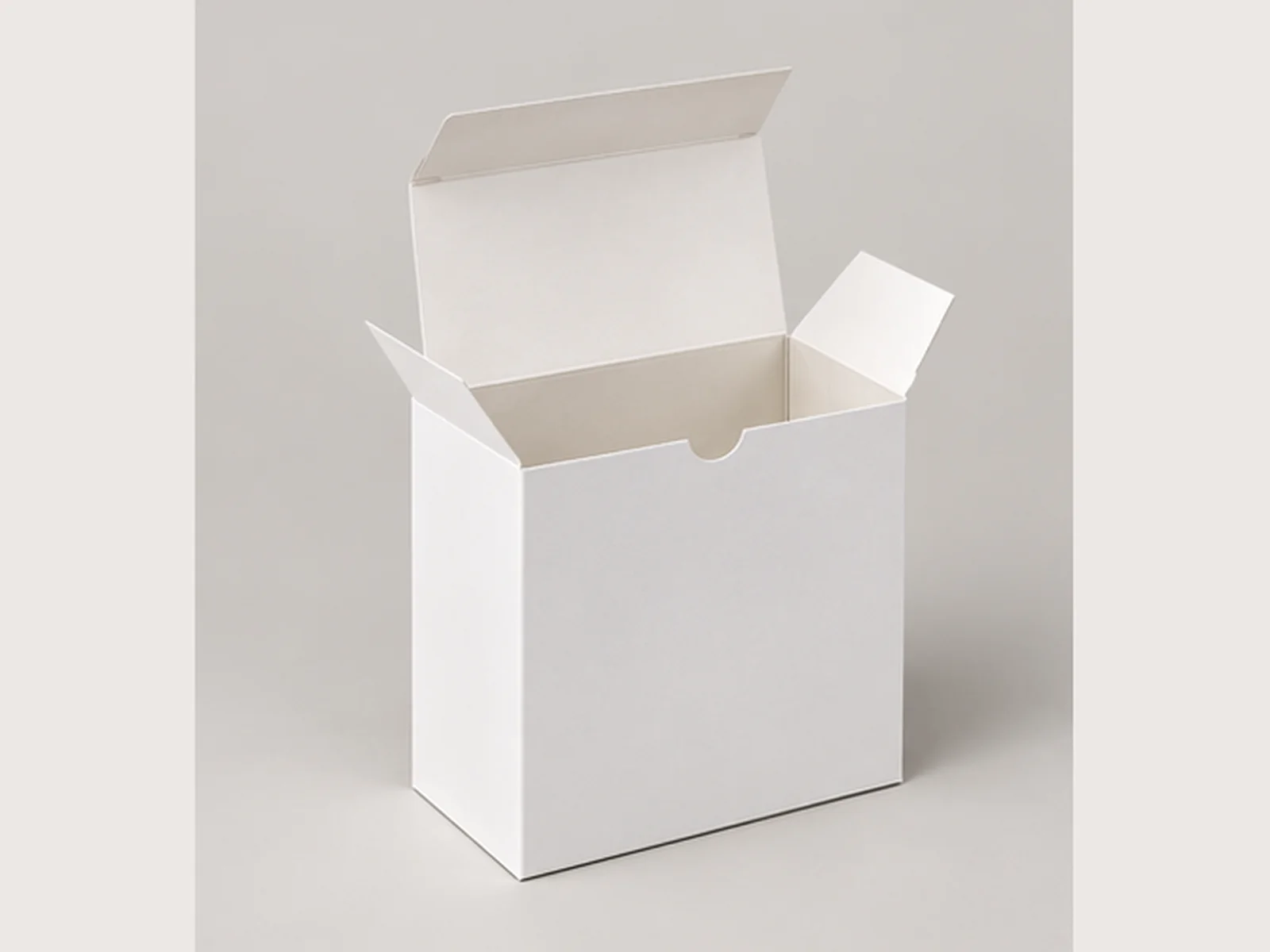 Folding retail box shown open