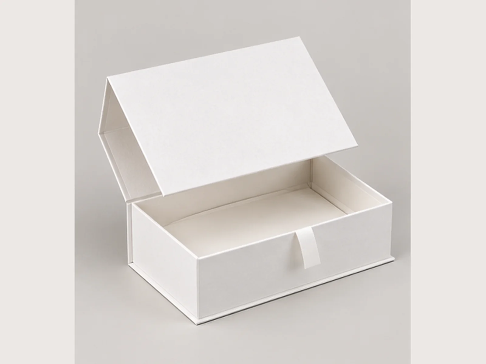 Premium retail box with partially open lid