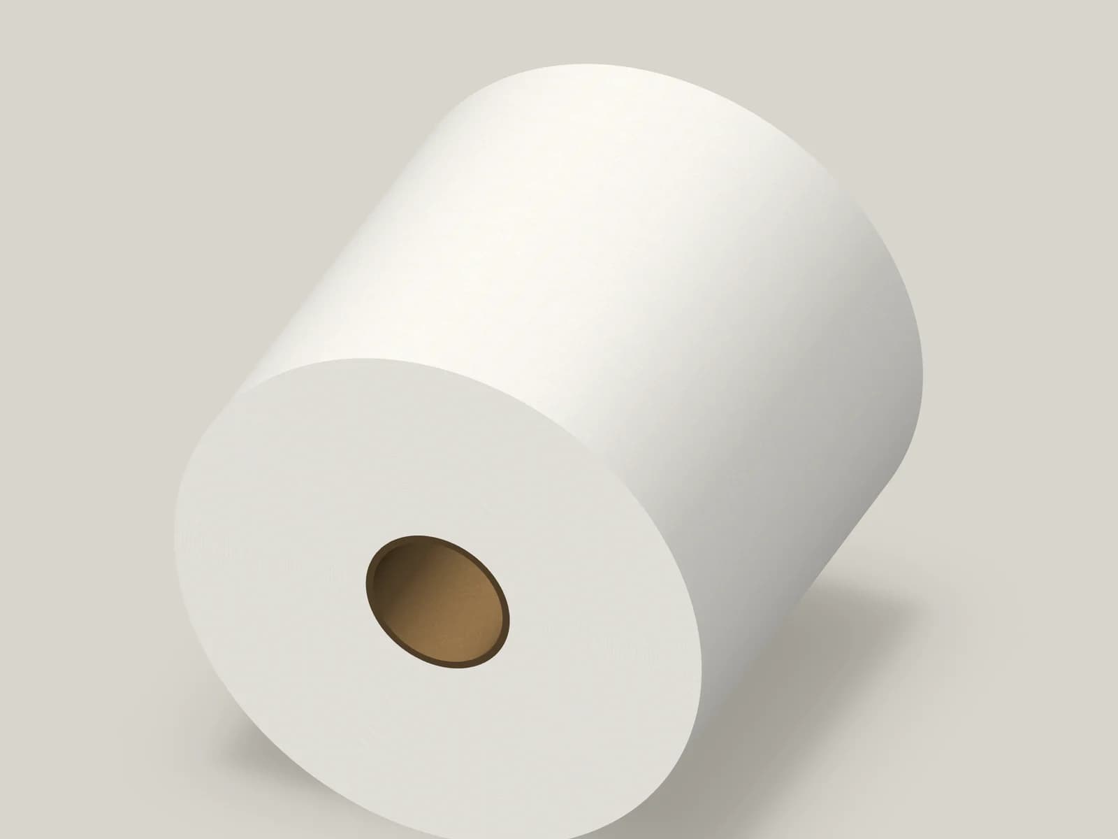 White paper roll showing the wound edge and hollow paper core