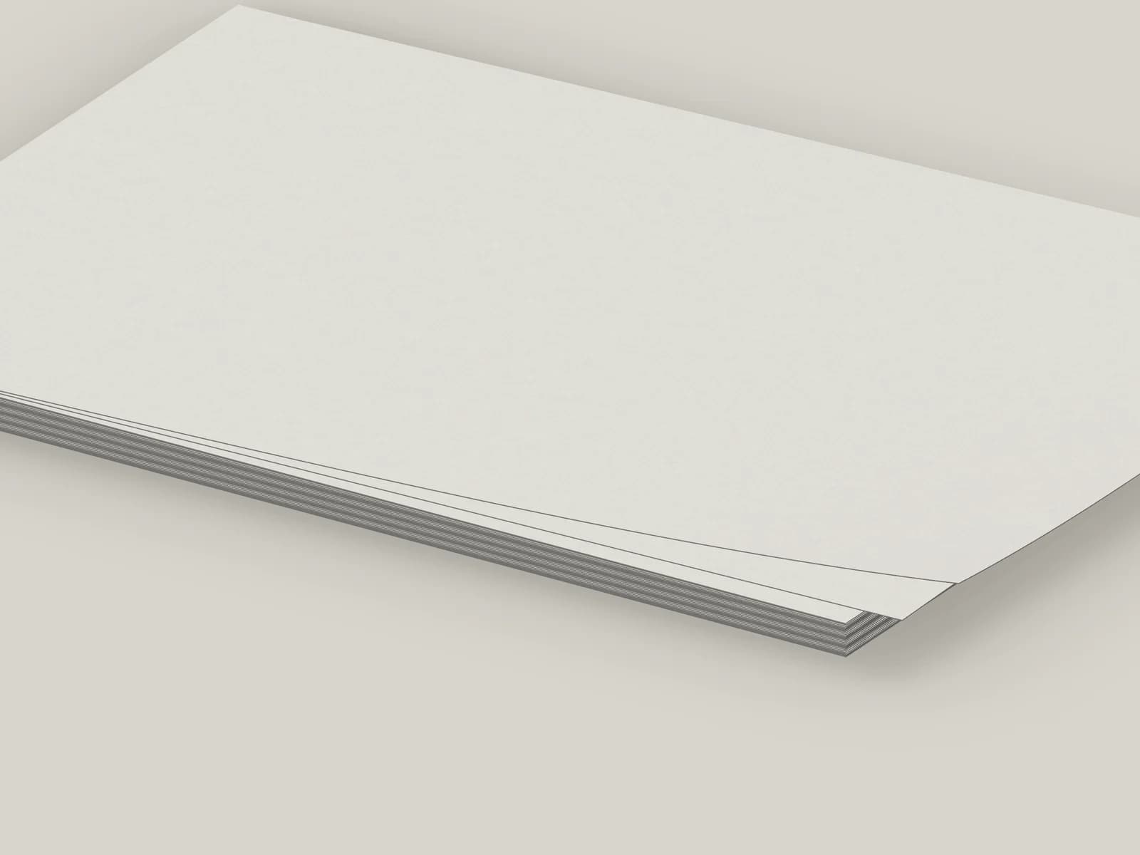 Detail of white paper sheet edges and gently curved upper leaves
