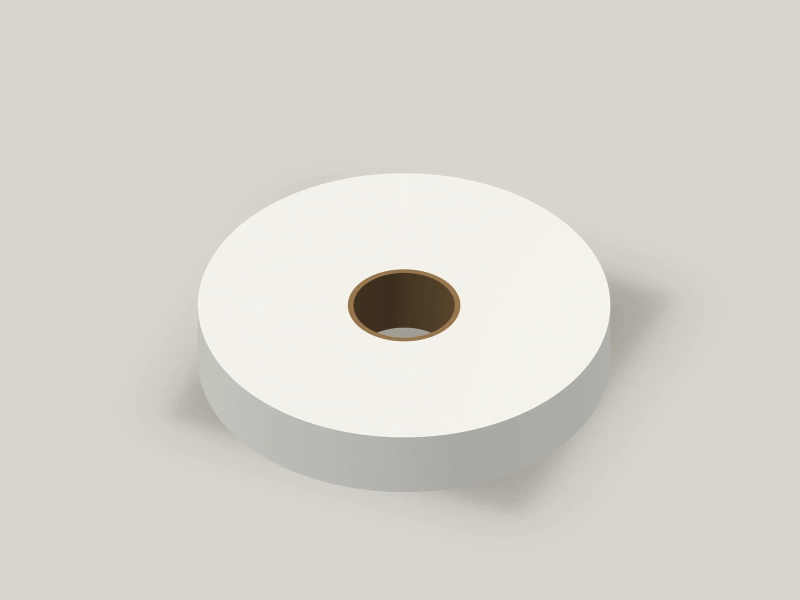 White narrow paper bottom roll showing the wound face and paper core