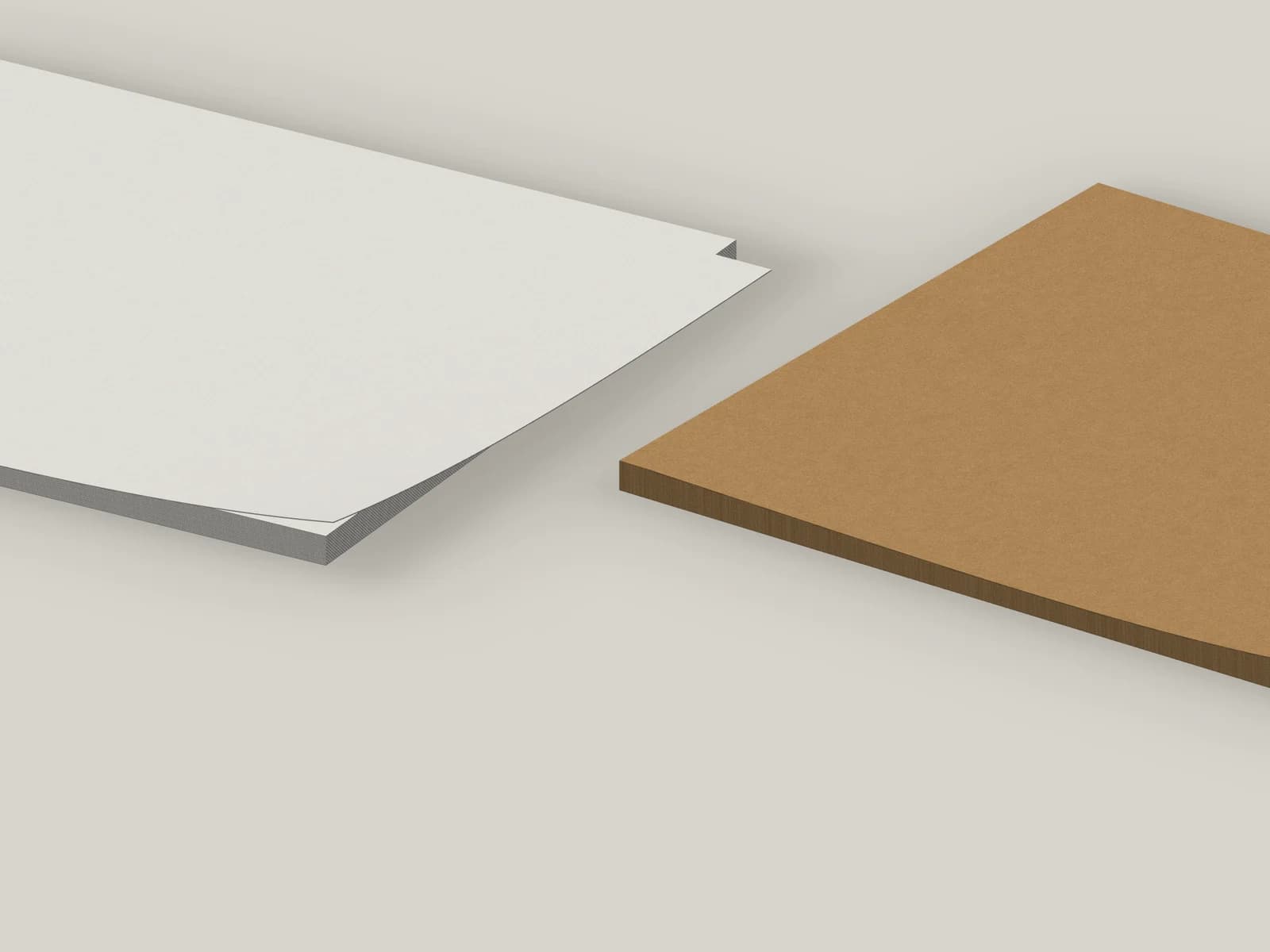 Detail of paperboard sheet surfaces and stacked cut edges